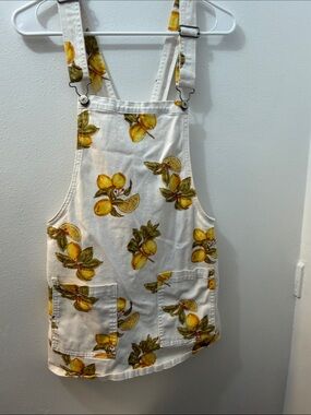 Forever 21 White Lemon Print Overall Skirt